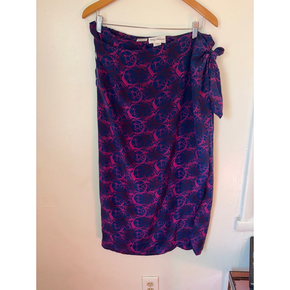 Vintage 100% Silk Wrap Skirt Women Sz 18W Purple Paisley Floral Maxi Resort